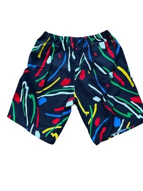 Fresh Prince brushstroke vintage handmade Abstract Print Elastic Waist Shorts
